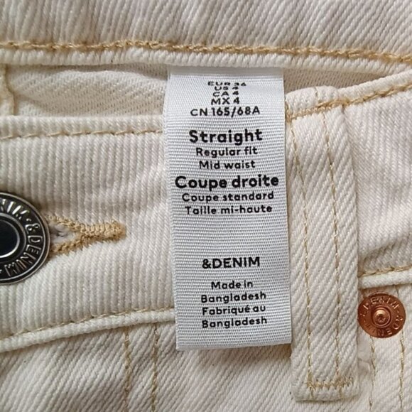 H&M &Denim Coupe Standard Straight Leg Cream White Jeans Mid Waist Size 4 - Picture 11 of 11